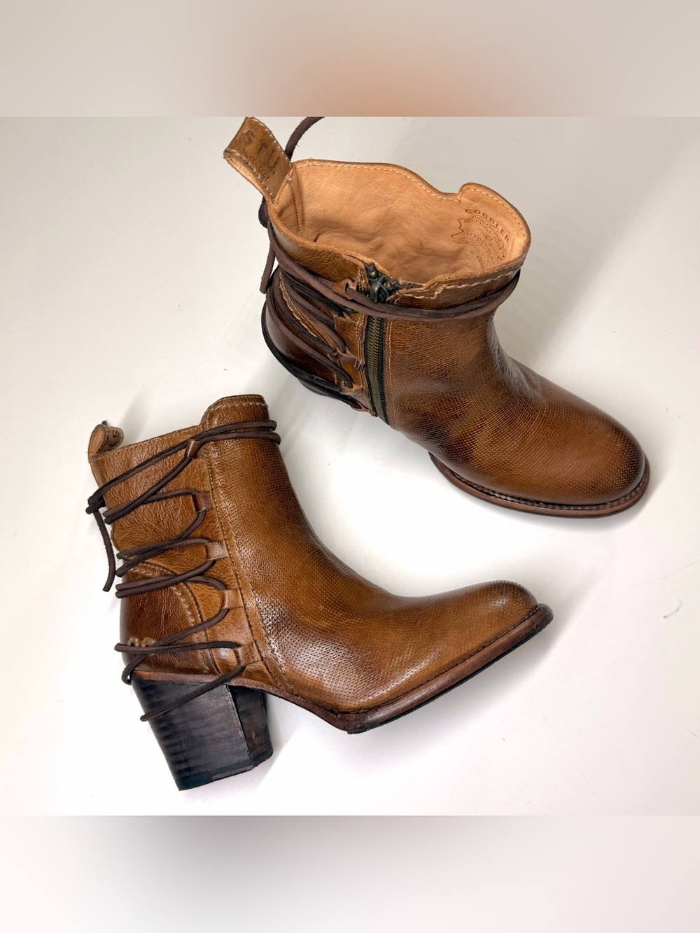 Bed Stu Womens COBBLER BLAIRE Distressed Lace Zip Brown Leather Boots Size- 8 - Picture 4 of 9